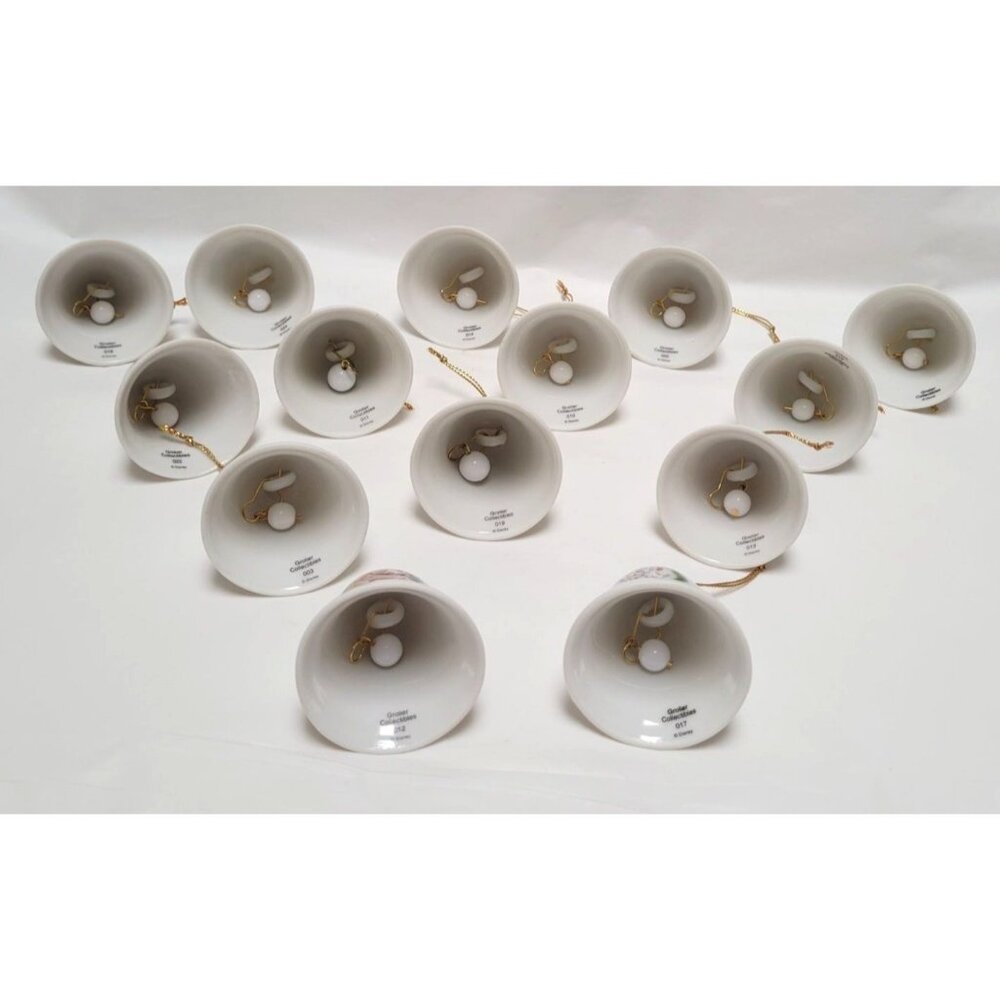 Lot of 14 Vintage Disney Grolier 2" Ceramic Bell Ornaments Mickey Minnie Donald - Picture 6 of 8